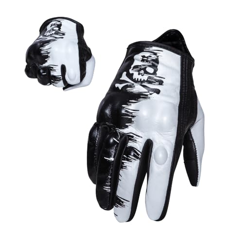 Keebik Goatskin Leather Motorcycle Motorbike Powersports Racing Gloves Reflective Skull Touchscreen for Men and Women Model HEE8 XXLarge - Image 1