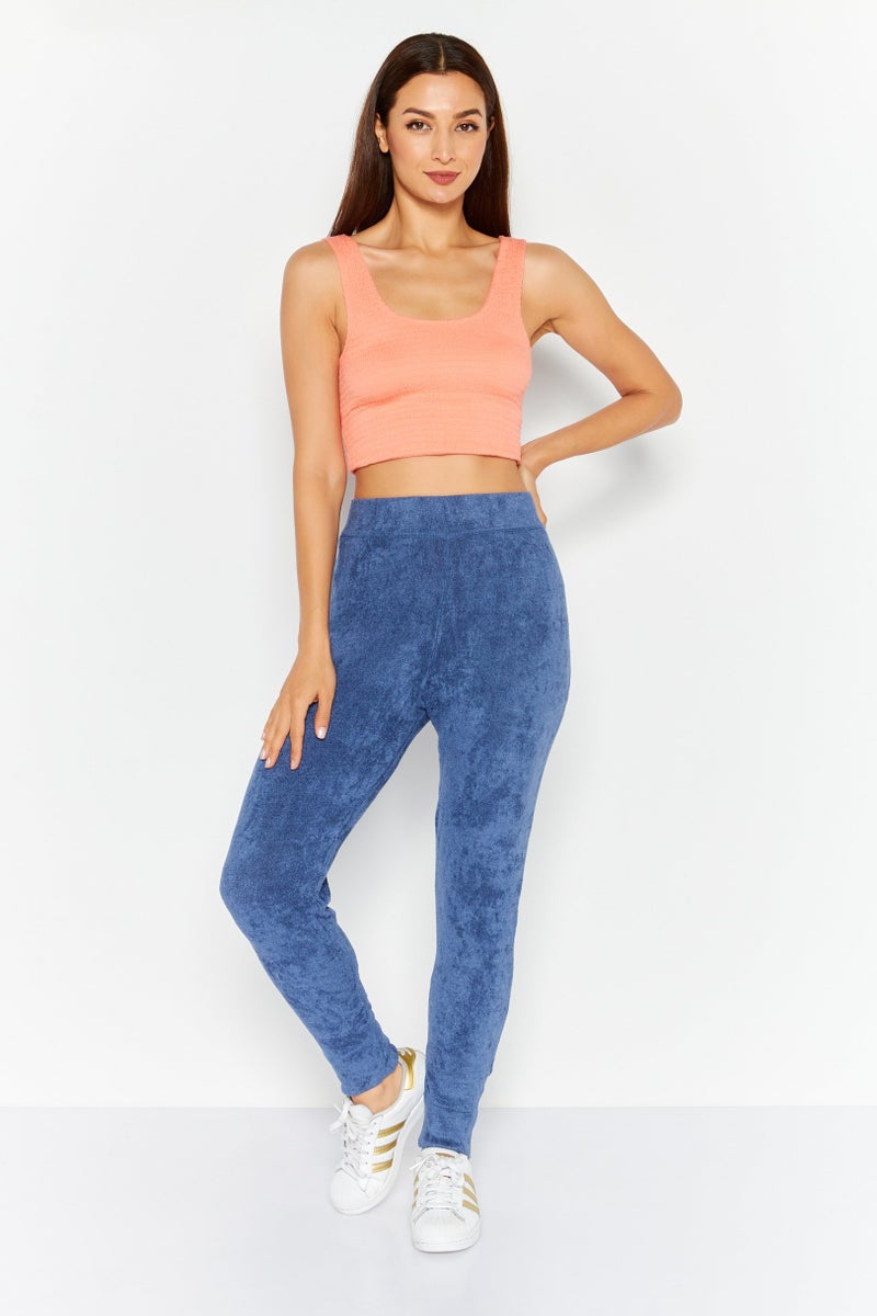 Jones New York Women Regular Fit Toweling Jogger Pants, Blue - Image 2