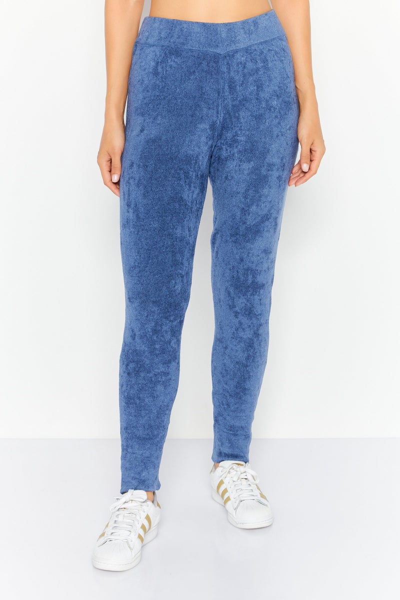 Jones New York Women Regular Fit Toweling Jogger Pants, Blue - Image 1