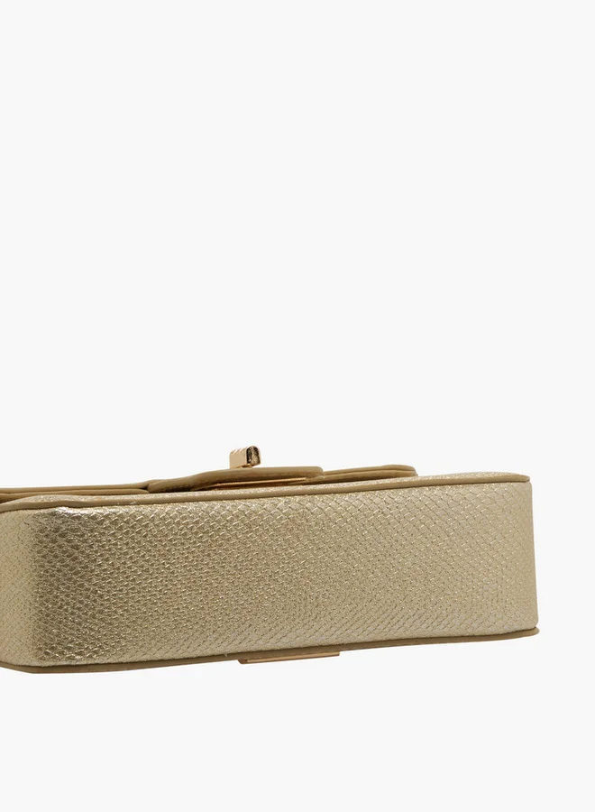 Flora Bella By Shoexpress Textured Crossbody Bag with Chain Strap