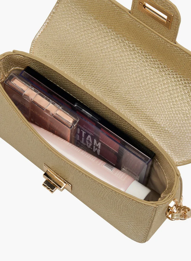 Flora Bella By Shoexpress Textured Crossbody Bag with Chain Strap