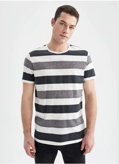 DeFacto Slim Fit Short Sleeve Striped T-Shirt