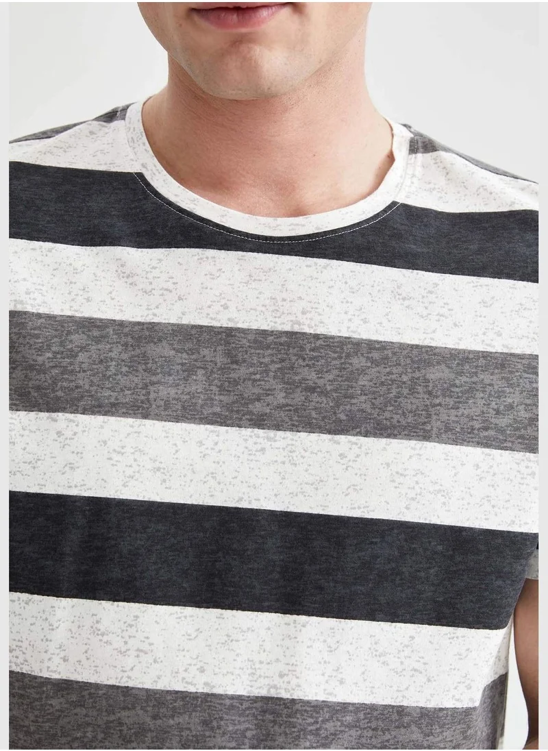 DeFacto Slim Fit Short Sleeve Striped T-Shirt