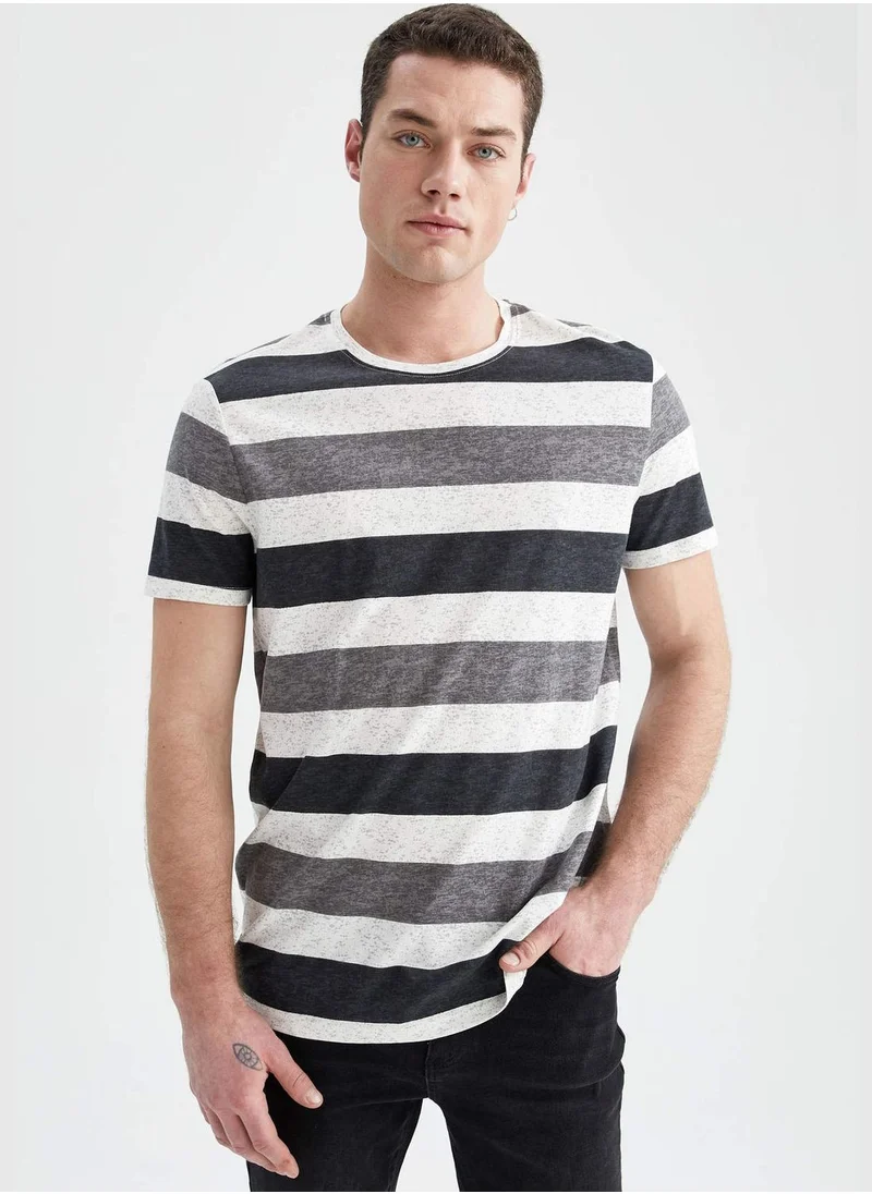 DeFacto Slim Fit Short Sleeve Striped T-Shirt
