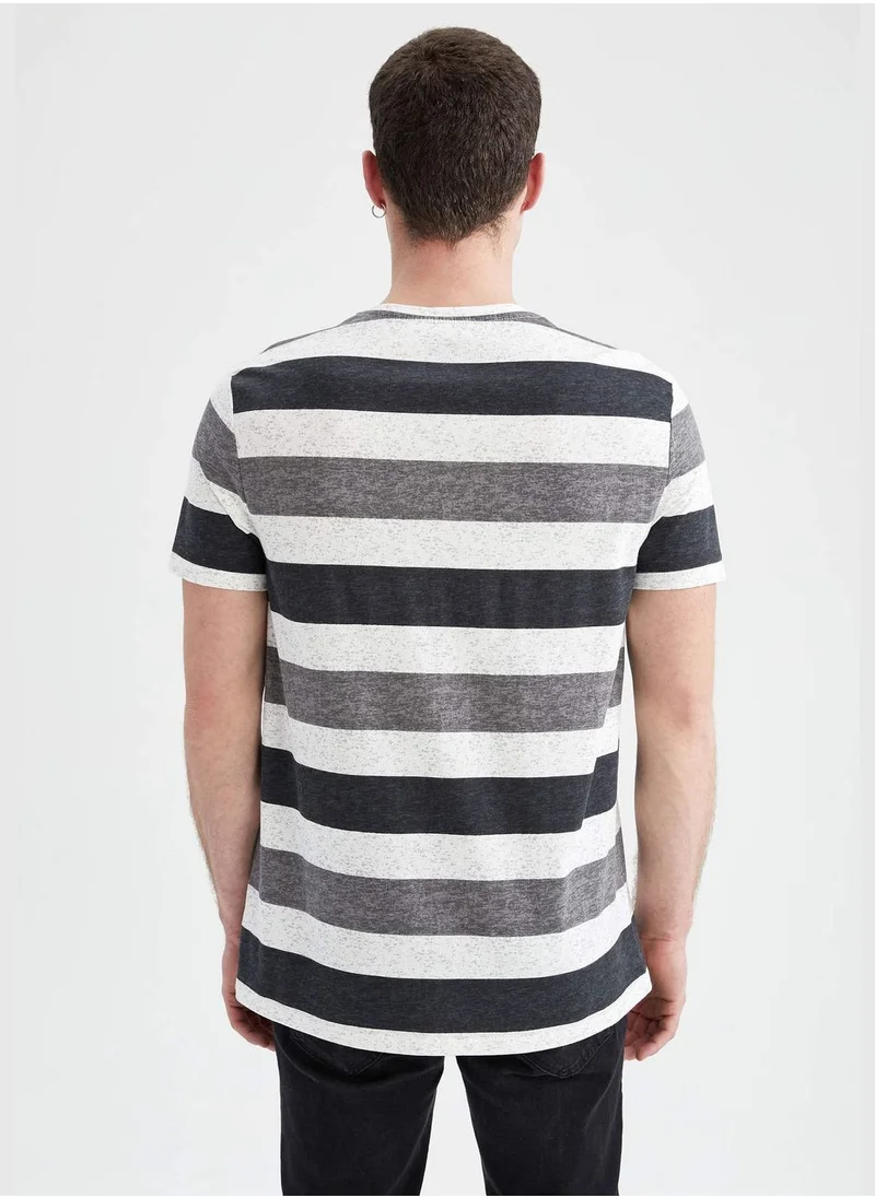 DeFacto Slim Fit Short Sleeve Striped T-Shirt