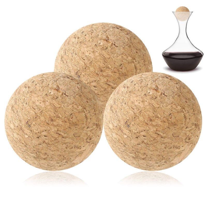 Coobbar Wine Cork Ball3 Pieces Wooden Cork Ball Stopper for Wine Decanter Carafe Bottle Replacement 24 Inch 61 cm 