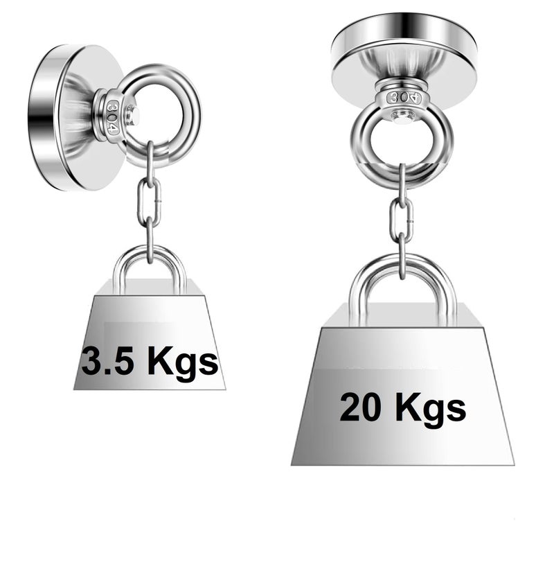 A.Leaf ALEAF 1 Piece of 32mm Super Strong Neodymium Fishing Magnets, 20-32 Kgs Vertical Pulling Force Rare Earth Magnet with Hole Eyebolt Diameter for Retrieving in River and Magnetic Fishing - Image 5