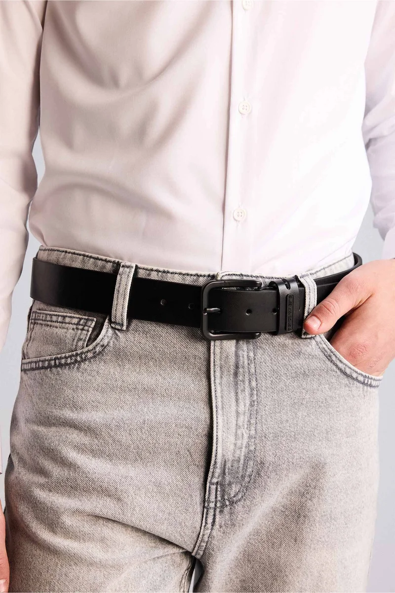 Defacto Man Rectangle Clasp Faux Leather Jean Belt