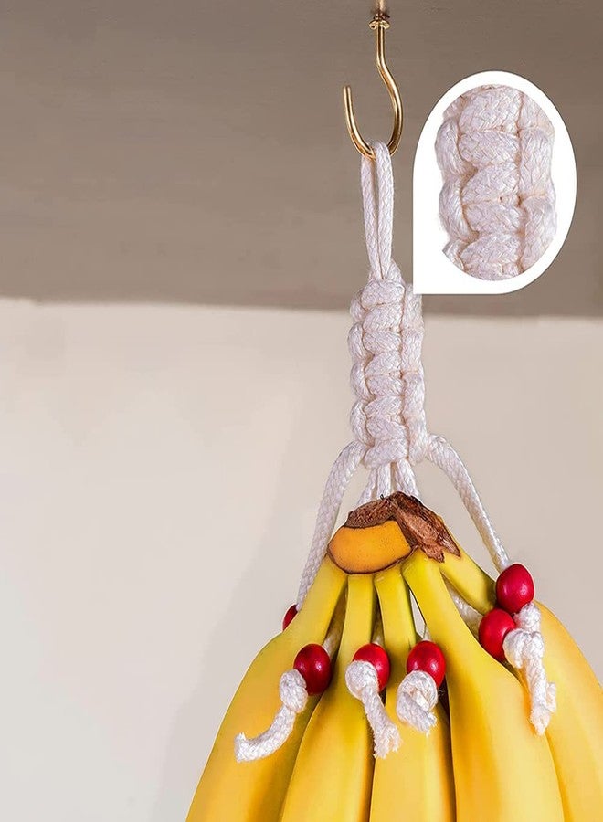 Uenede 1Set Cotton Material Hanging Fruit Hammock and a Net Rope for Hanging Bananas with 2 Hooks Vegetable Net Bag Can be Installed Under the Cabinet to Save Space - Image 4