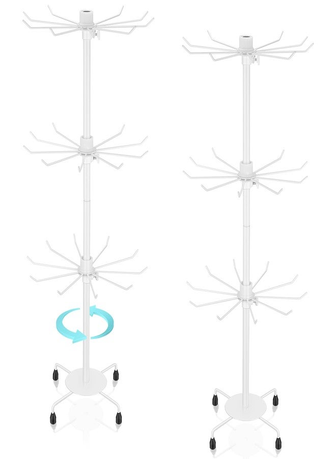 Yaocom 2 Pcs Spinning Jewelry Display Stand 3 Tier Rotating Keychain Earring Retail Rack Adjustable Fashion Counter Jewelry Tree Display Holder Organizer for Women Men (White) - Image 1