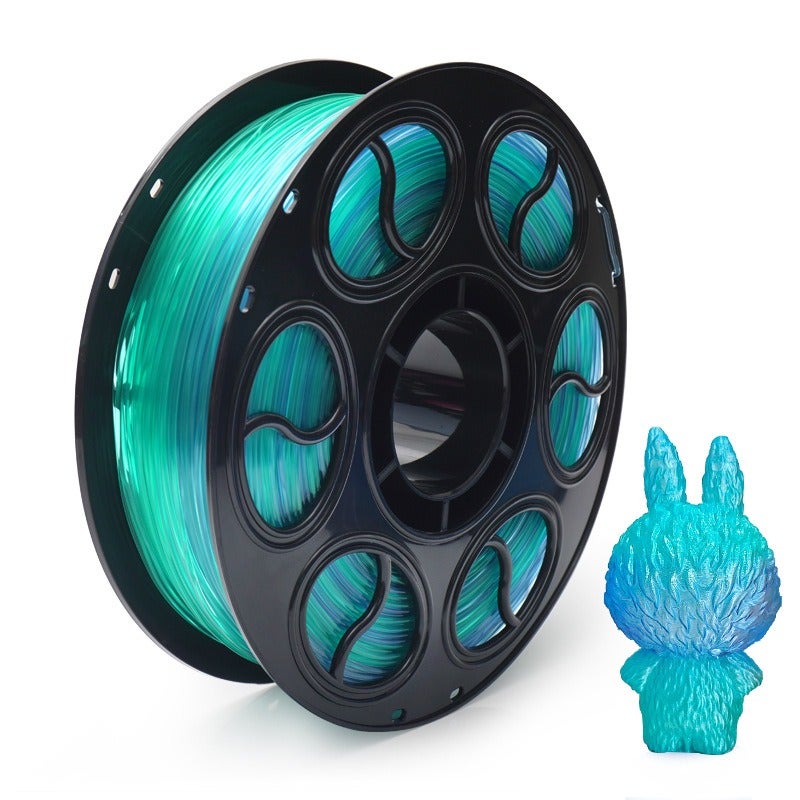 PLA Silk 3D Printer Filament 1KG, Transparent Gradient Crystal Finish, 1.75mm, 330m Spool, Compatible with Bambu Lab and Creality Printers