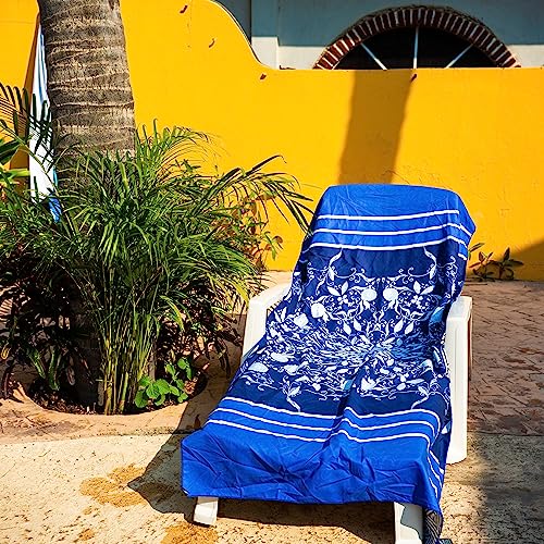 Elite Trend Quick Dry Towel Extra Large 78x35 Inch - Microfiber Beach Towel - Perfect for Beach, Travel, Swimming, Pool, Yoga, Hiking, Camping - Lightweight, Fast Drying, Compact for Adults (Blue Flower) - Image 4