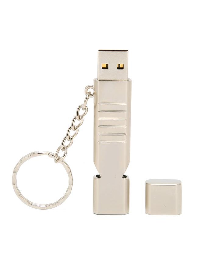 Thoraya Whistle USB flash drive sos outdoor waterproof whistle USB flash drive USB2.0 flash memory stick high speed flash drive flash drive thumb drive aluminum alloy with keychain silver 256GB  - Image 2