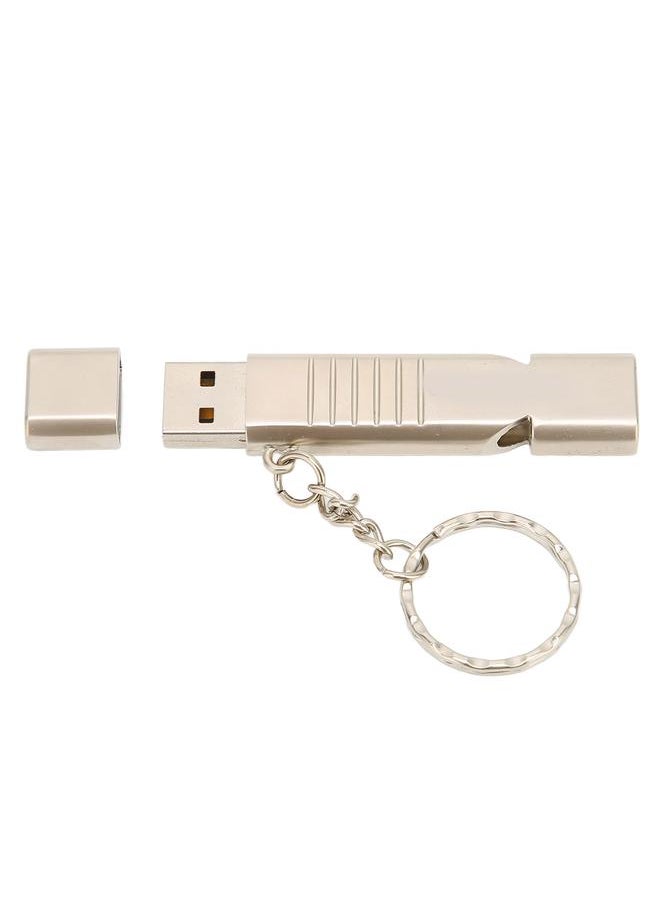 Thoraya Whistle USB flash drive sos outdoor waterproof whistle USB flash drive USB2.0 flash memory stick high speed flash drive flash drive thumb drive aluminum alloy with keychain silver 256GB  - Image 3