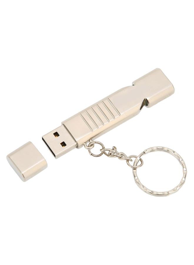Thoraya Whistle USB flash drive sos outdoor waterproof whistle USB flash drive USB2.0 flash memory stick high speed flash drive flash drive thumb drive aluminum alloy with keychain silver 256GB  - Image 5