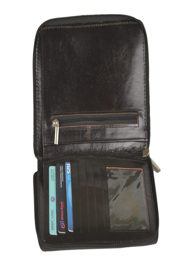 Chitrahar Shantiniketan Genuine Leather Handcrafted Modern Flower Motif Wallet for Women (Purple) - Image 3