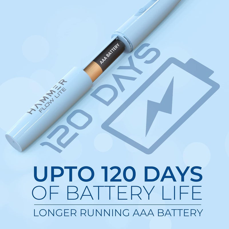 Hammer Flow Lite Electric Toothbrush for Adults with 120 Days Battery Backup, Water resistant, Super-Soft Bristles (Blue) - Image 4