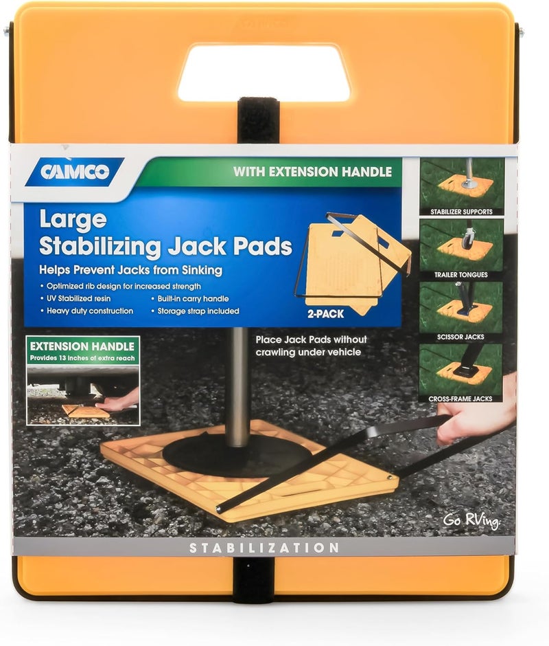 Camco Practical versatile construction Large RV Stabilizing Jack Pad With Handle, Helps Prevent Jacks From Sinking, 14 Inch x 12 Inch Pad - 2 Pack Varied global sizing picks - Image 5