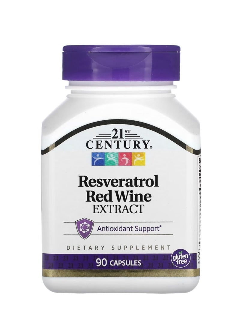 القرن الحادي والعشرون ريسفيراترول، مستخلص النبيذ الأحمر، 90 كبسولة - Image 1