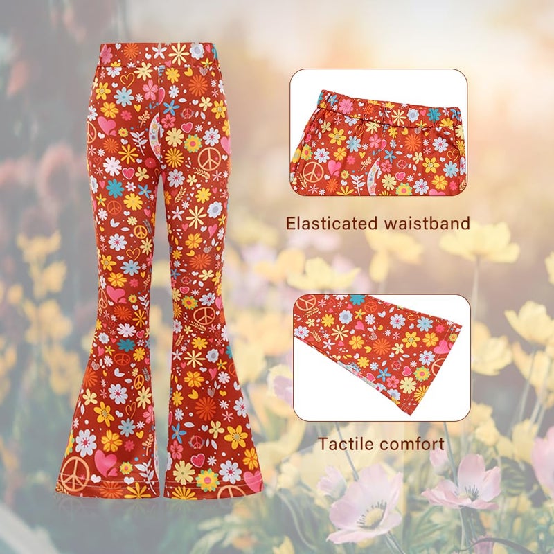 Cuteshower Girl Hippie Costume 70s 60s Hippie Outfits for Girls Halloween Cosplay Party (Brown, 8-9 Years) - Image 3
