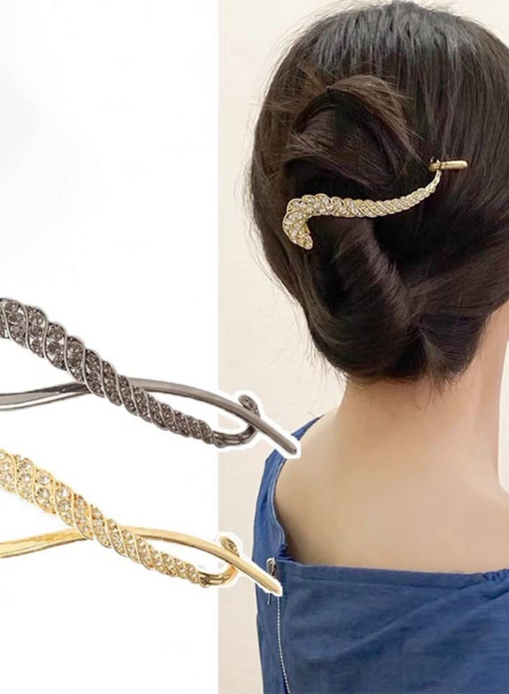 Excefore 4 PCS Rhinestone French Banana Clips, Elegant Hair Accessories with Pearl Decor for Stylish Hair Twists - Image 4