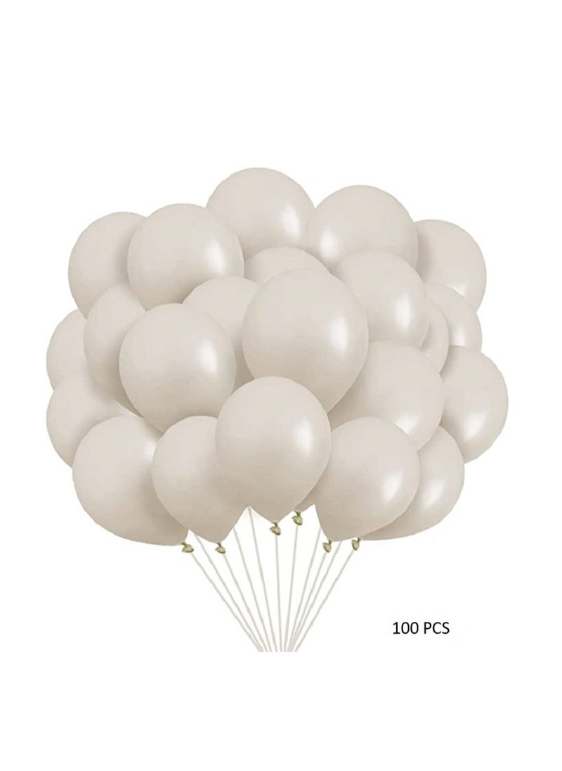 Boxwoods - 100 Pcs Of Premium Sand White Balloons helium Quality For Birthdays Bridal Shower And Wedding Decorations - Image 1