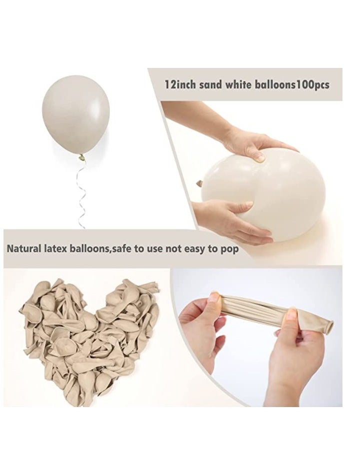 Boxwoods - 100 Pcs Of Premium Sand White Balloons helium Quality For Birthdays Bridal Shower And Wedding Decorations - Image 1