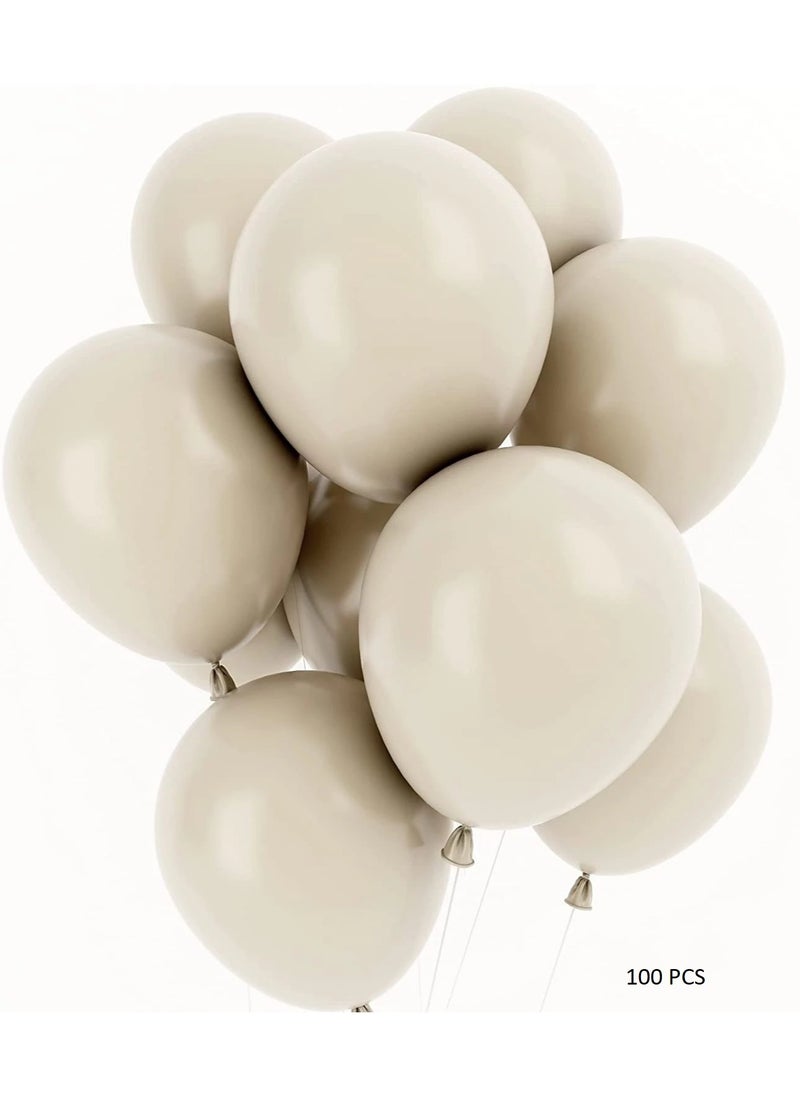 Boxwoods - 100 Pcs Of Premium Sand White Balloons helium Quality For Birthdays Bridal Shower And Wedding Decorations - Image 1