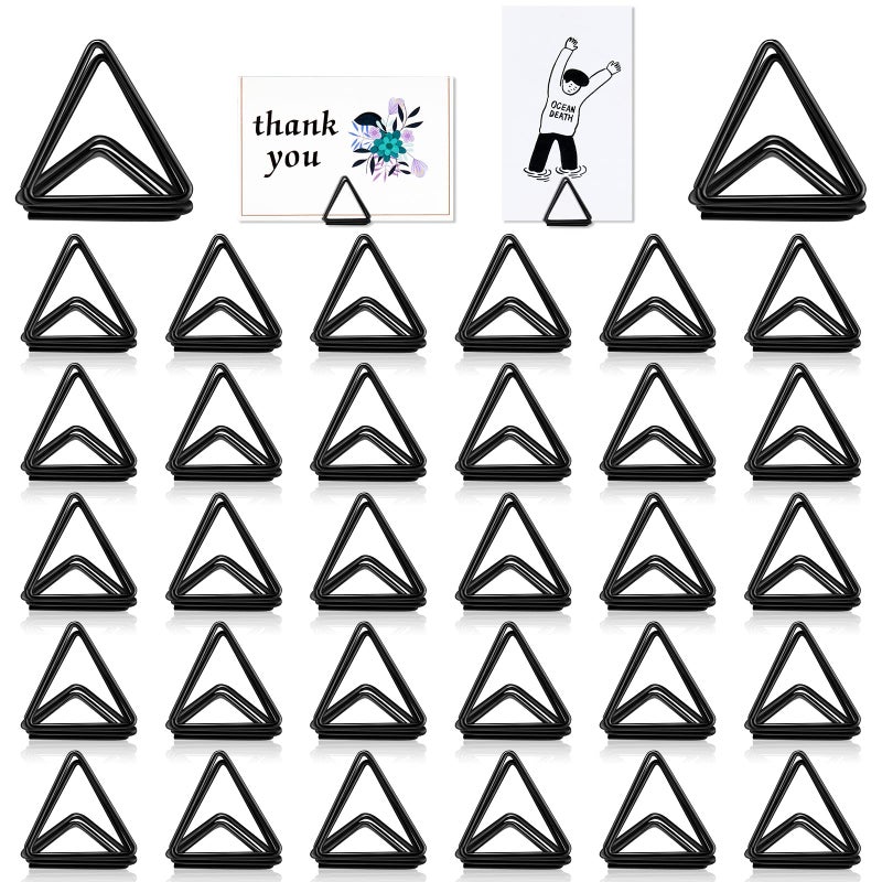 Eersida Eersida 60 Pieces Table Number Holder Place Triangle Shape Name Numbers Table Photo Picture Holder Stand Clip for Wedding Baby Shower Party Suitable for Small CardBlack 