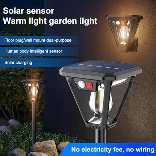 WIDEWINGS Solar Lights Outdoor with Motion Sensor with 3 Lighting Modes, Ground Mounting and Wall Mounting, Waterproof Outdoor Solar LED Light, Garden Light, Suitable for Garden (4 Pack) - Image 2