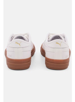 PUMA Kids Girl Capri Leather Lace Up Sports Shoes, White  - Image 2