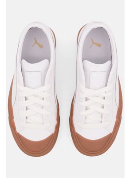 PUMA Kids Girl Capri Leather Lace Up Sports Shoes, White  - Image 4