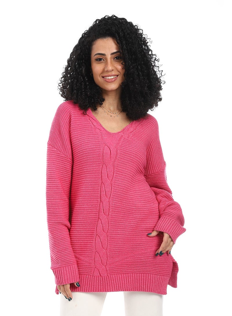 Caesar Women Wool Long Pullover With V Neck  - Image 1