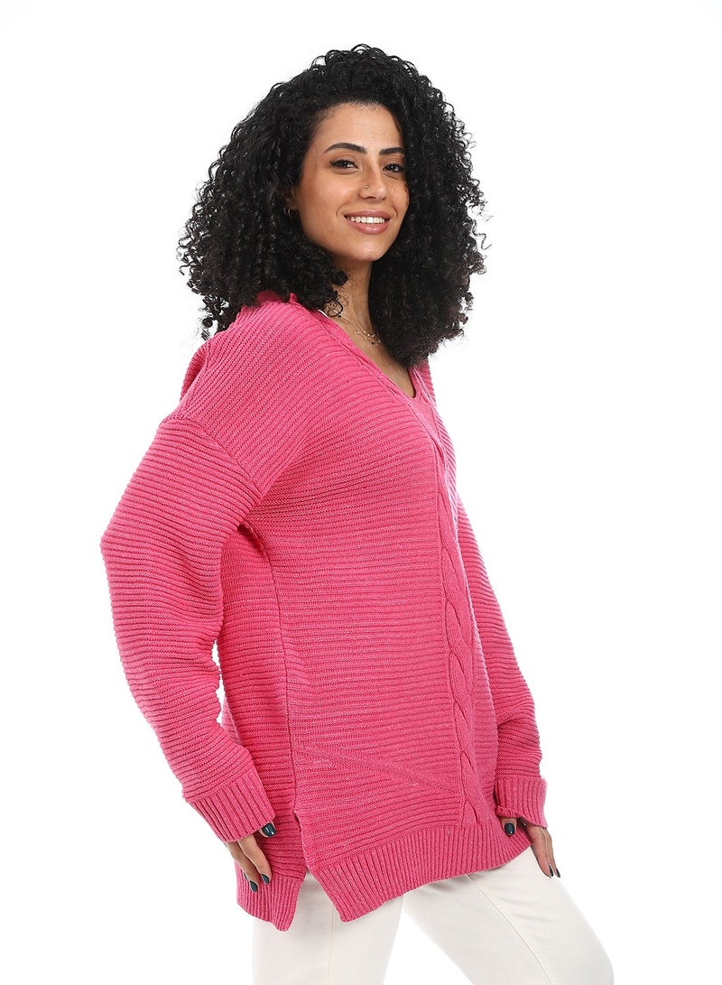 Caesar Women Wool Long Pullover With V Neck  - Image 3