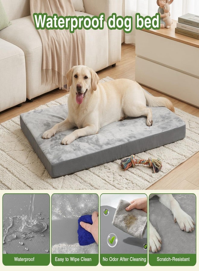 Vonabem Waterproof XXL Dog Beds Large Sized Dog, Outdoor Washable Crate Pad 48 inch, Jumbo XXLarge Foam Pet Bed with Removable Cover Reversible, Durable Anti-Slip Kennel Pad, 47"x29", Gray - Image 2