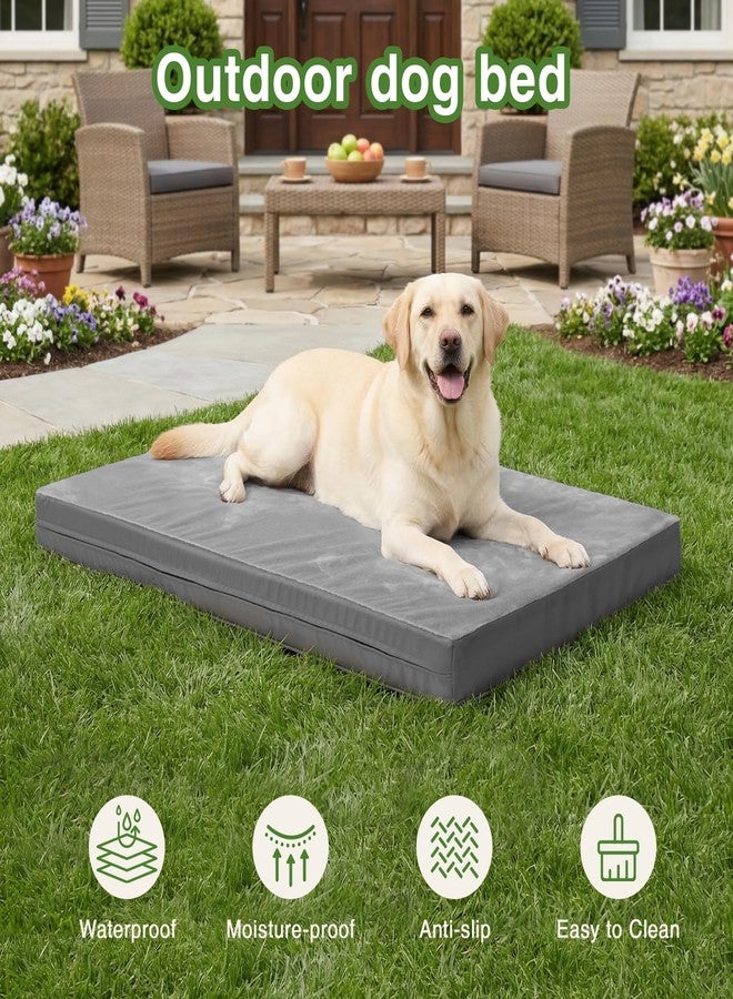 Vonabem Waterproof XXL Dog Beds Large Sized Dog, Outdoor Washable Crate Pad 48 inch, Jumbo XXLarge Foam Pet Bed with Removable Cover Reversible, Durable Anti-Slip Kennel Pad, 47"x29", Gray - Image 5