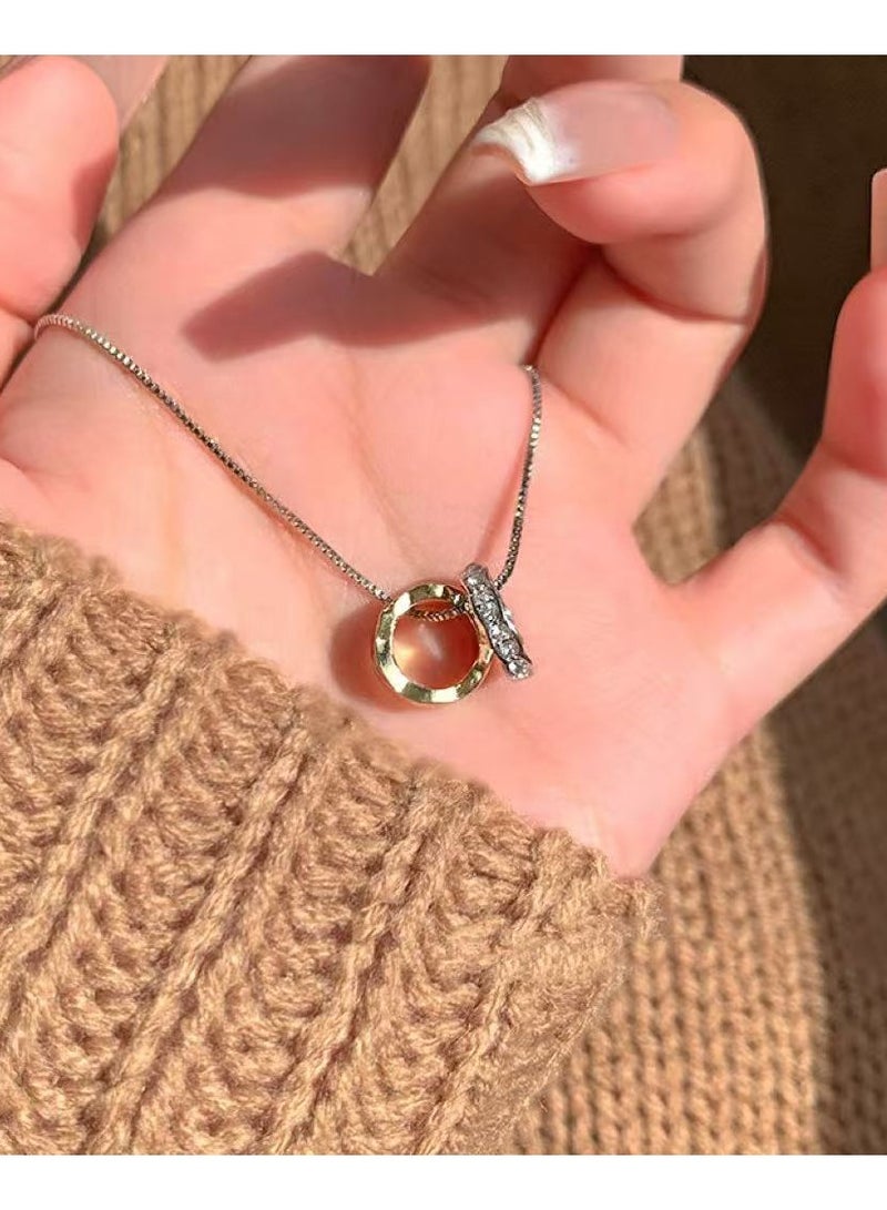 Goolsky Minimalist Circle Necklace for Women – Light Luxury Small-Brand Design, Elegant Sweater Chain Accessory  - Image 1