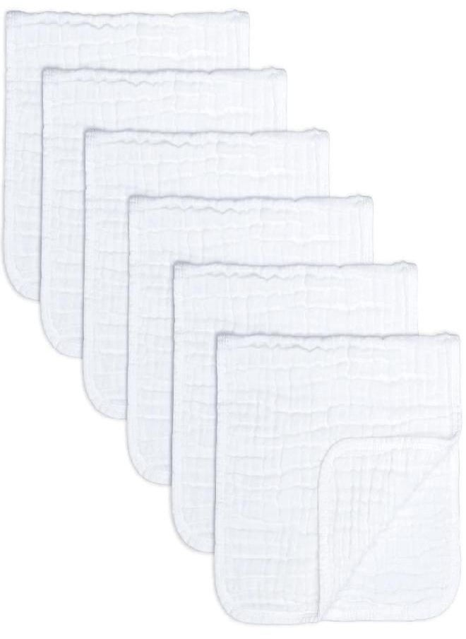 Comfy Cubs - Comfy Cubs Muslin Burp Cloths Large 100% Cotton Hand Washcloths for Babies, Baby Essentials 6 Layers Extra Absorbent and Soft Boys & Girls Baby Rags for Newborn Registry (White, 6-Pack, 20" X10") - Image 1