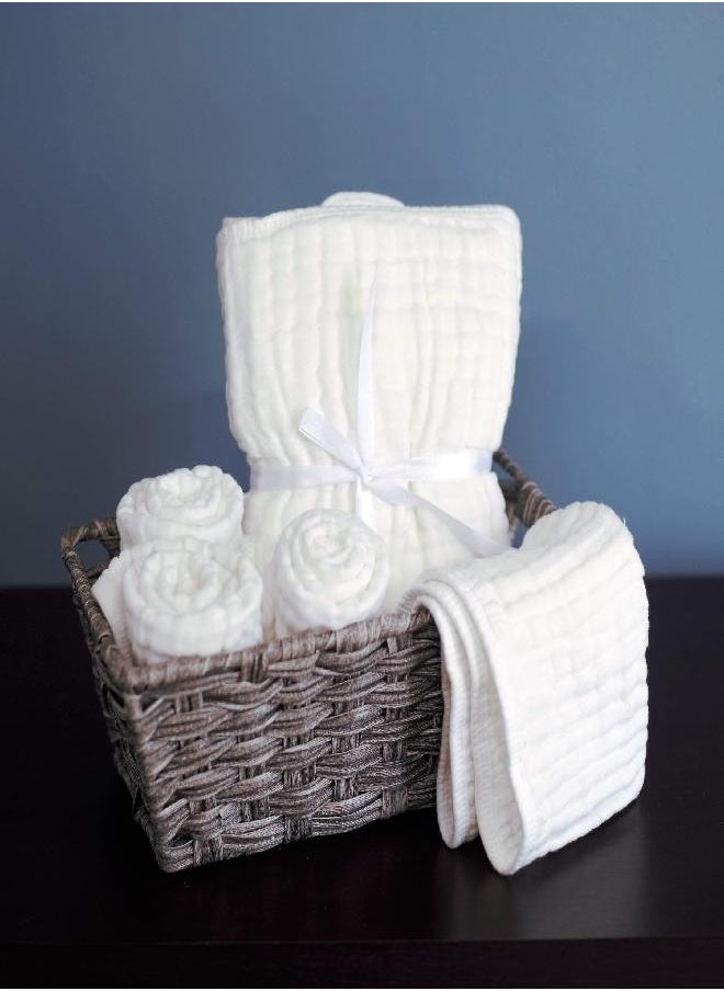 Comfy Cubs - Comfy Cubs Muslin Burp Cloths Large 100% Cotton Hand Washcloths for Babies, Baby Essentials 6 Layers Extra Absorbent and Soft Boys & Girls Baby Rags for Newborn Registry (White, 6-Pack, 20" X10") - Image 1