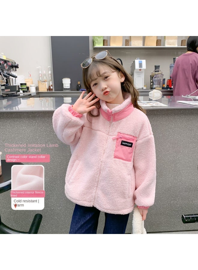 Zuoxi Off-season Sale】girls' Jacket - Spring/autumn Kids' Color-blocking Stand Collar Windproof Coat For Toddler To Big Girls' Casual Wear - Image 2