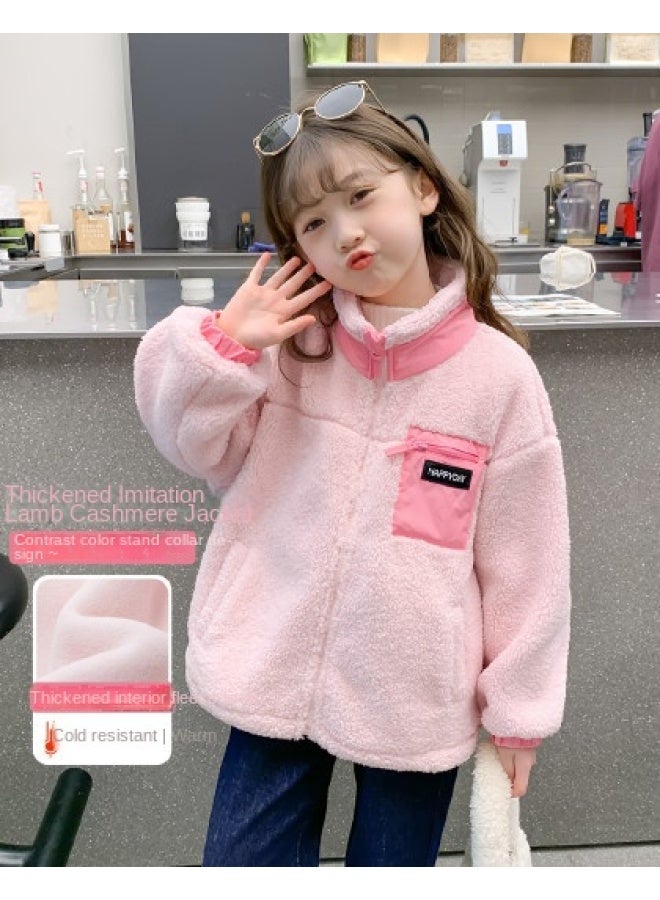 Zuoxi Off-season Sale】girls' Jacket - Spring/autumn Kids' Color-blocking Stand Collar Windproof Coat For Toddler To Big Girls' Casual Wear - Image 1