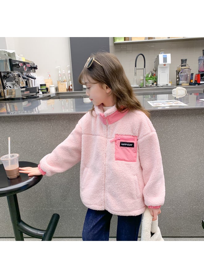 Zuoxi Off-season Sale】girls' Jacket - Spring/autumn Kids' Color-blocking Stand Collar Windproof Coat For Toddler To Big Girls' Casual Wear - Image 3