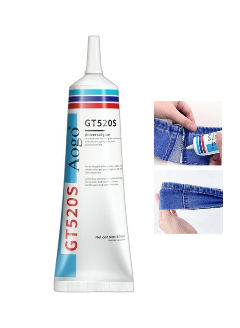 AOGO Universal Glue, Slow Dry Clear Waterproof Leather Repair Glue with Precision Tip for Clothing, Pants, Seats, Bags 60ml  - Image 1