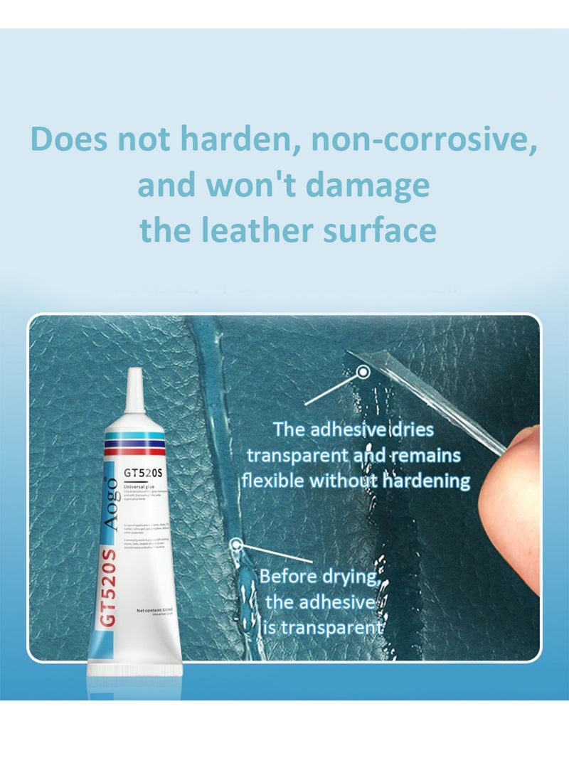 AOGO Universal Glue, Slow Dry Clear Waterproof Leather Repair Glue with Precision Tip for Clothing, Pants, Seats, Bags 60ml  - Image 4