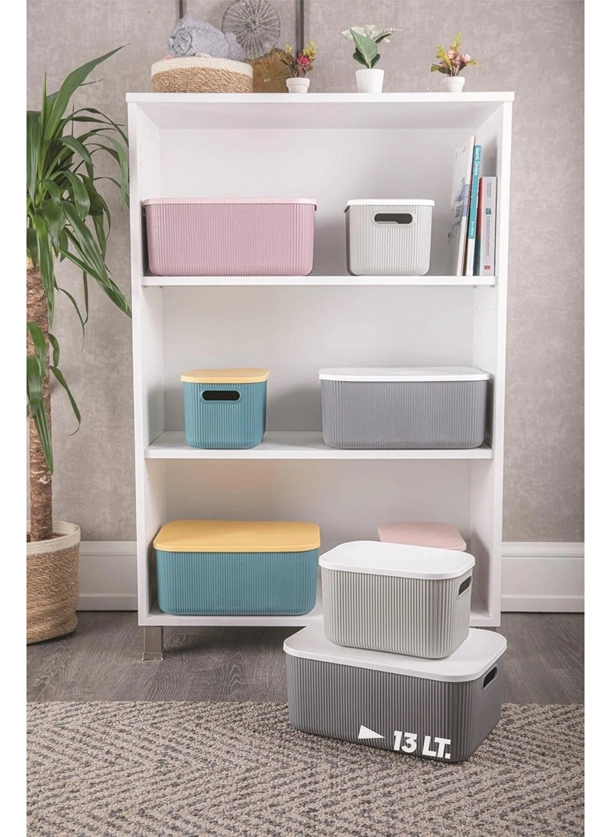 Bayev 3 Pieces Storage 13 Lt Gray, Multi-Purpose Organizer Box with Lid  - Image 2