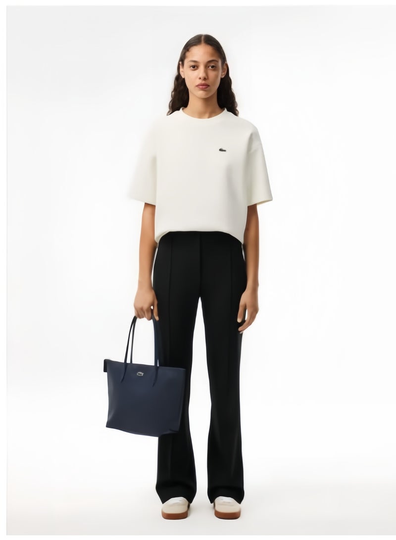 لاكوست حقيبة يدية متعددة الاستخدامات كبيرة السعة ذات السمات الزرية لشركة لاكوست للنساء من نمط L12.12 فاشيونية حقيبة عاتية حقيبة كتف متوسطة اللون الأزرق الداكن - Image 3