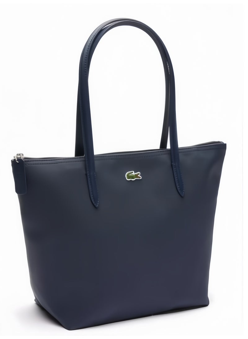 لاكوست حقيبة يدية متعددة الاستخدامات كبيرة السعة ذات السمات الزرية لشركة لاكوست للنساء من نمط L12.12 فاشيونية حقيبة عاتية حقيبة كتف متوسطة اللون الأزرق الداكن - Image 4