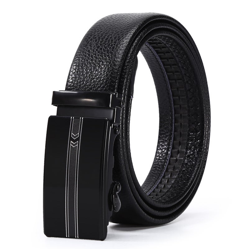 New mens business belt high-end pu hemming litchi fashion belt automatic iron buckle head stall wholesale Z0094 four 