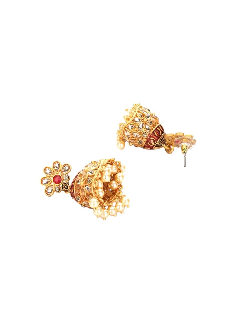 Priyaasi Red  Contemporary Jhumkas Earrings  - Image 3