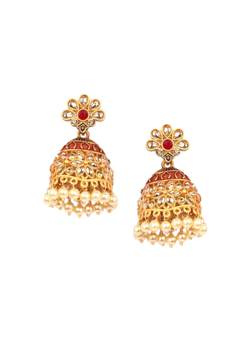 Priyaasi Red  Contemporary Jhumkas Earrings  - Image 2